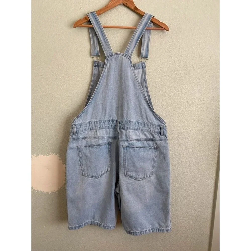 Forever 21 Light Wash Denim Shortalls Overalls Men XL 100% Cotton 90s Y2K Skater